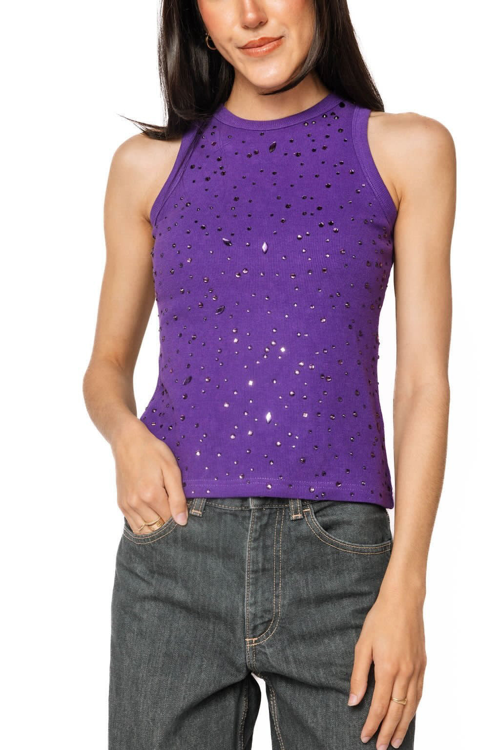 Purple Tonal Rhinestone Tank Preorder