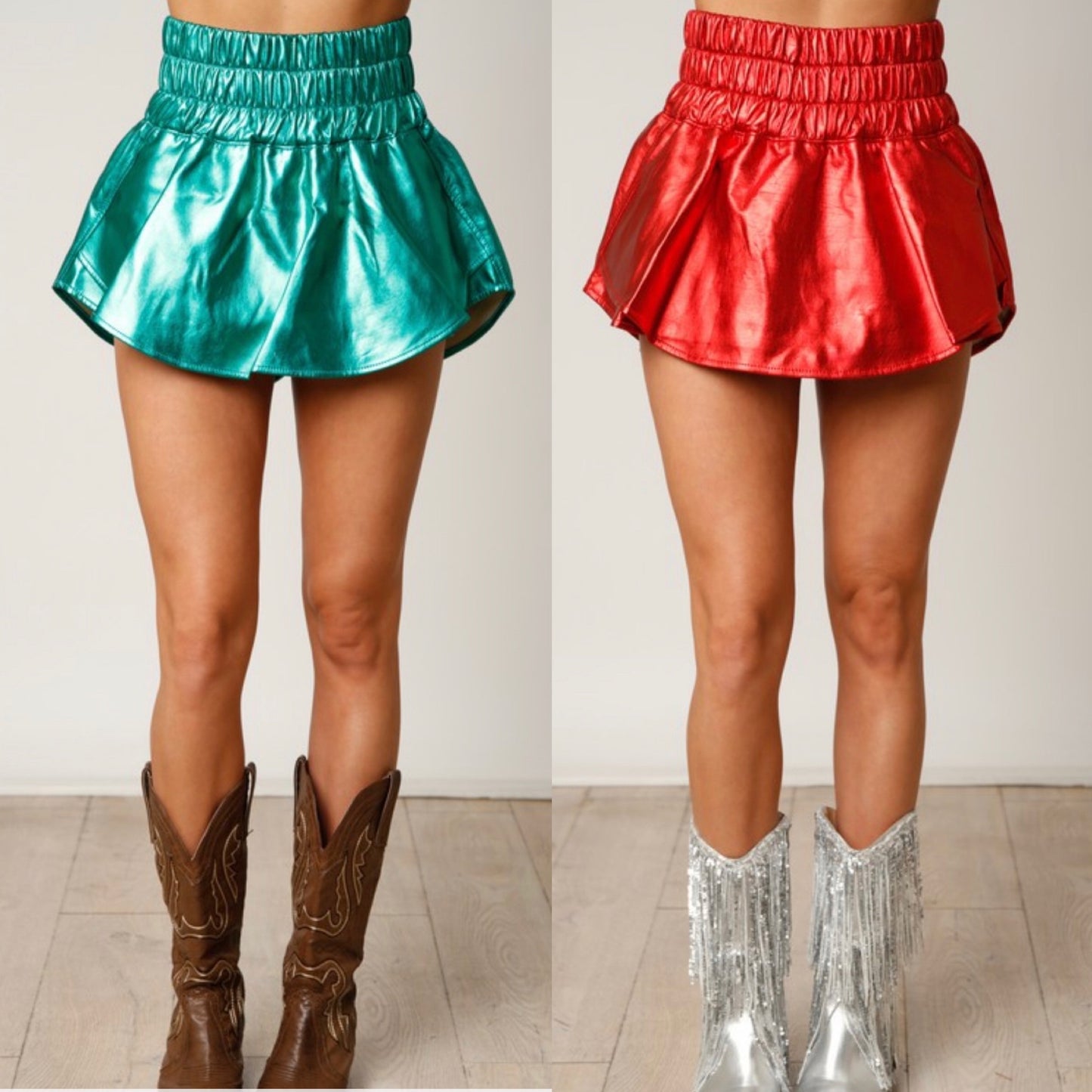 Metallic Skort Green or Red