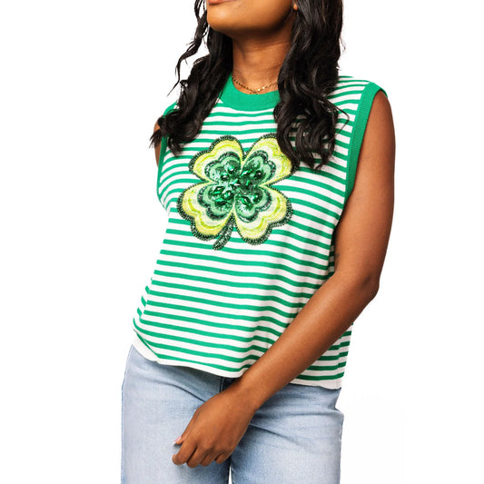 Shamrock Striped Sweater Tank