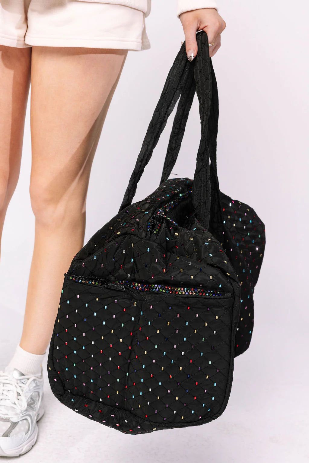 Black Rhinestone Duffle Bag
