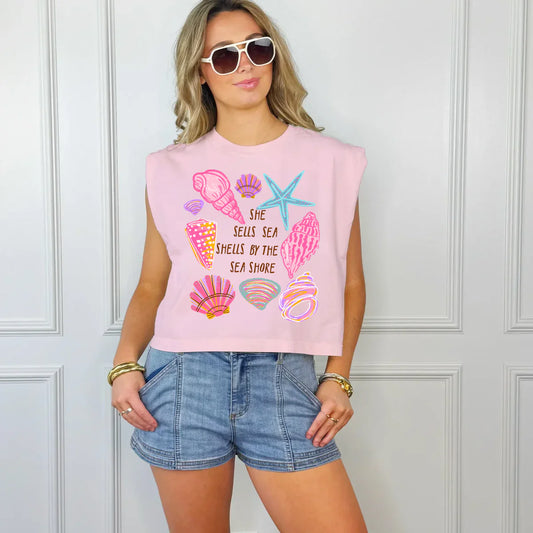 She sells Seashells crop tank