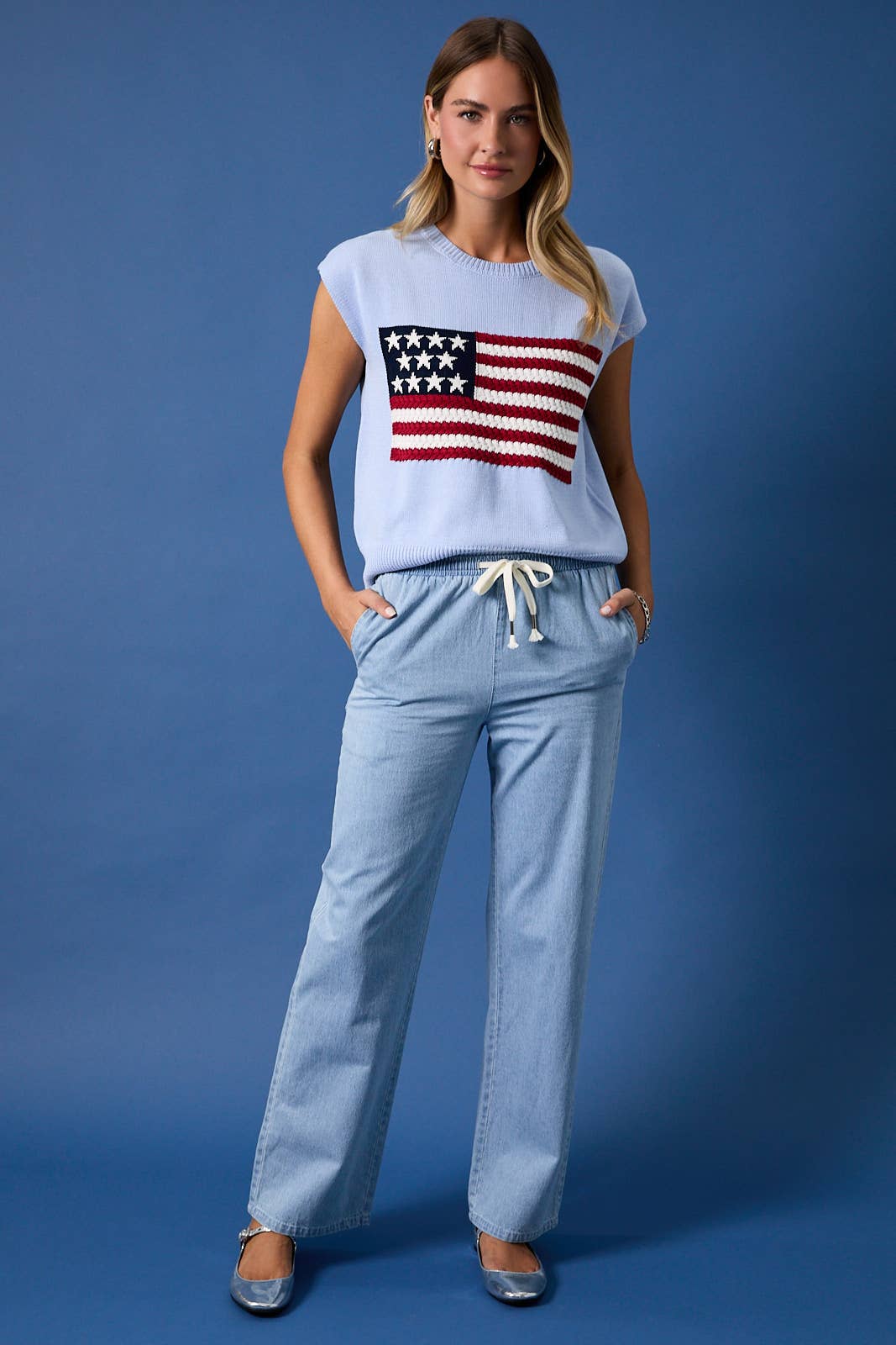 Light Blue Flag Sweater Tank