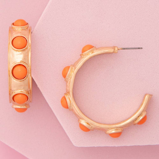 Cabochon Hoop Earrings