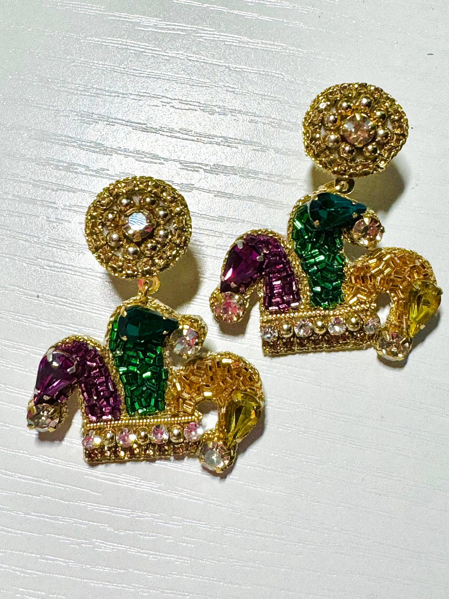 New Orleans Mardi Gras Beaded Hat Earrings