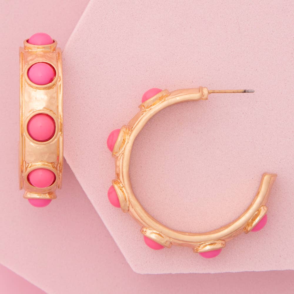Cabochon Hoop Earrings