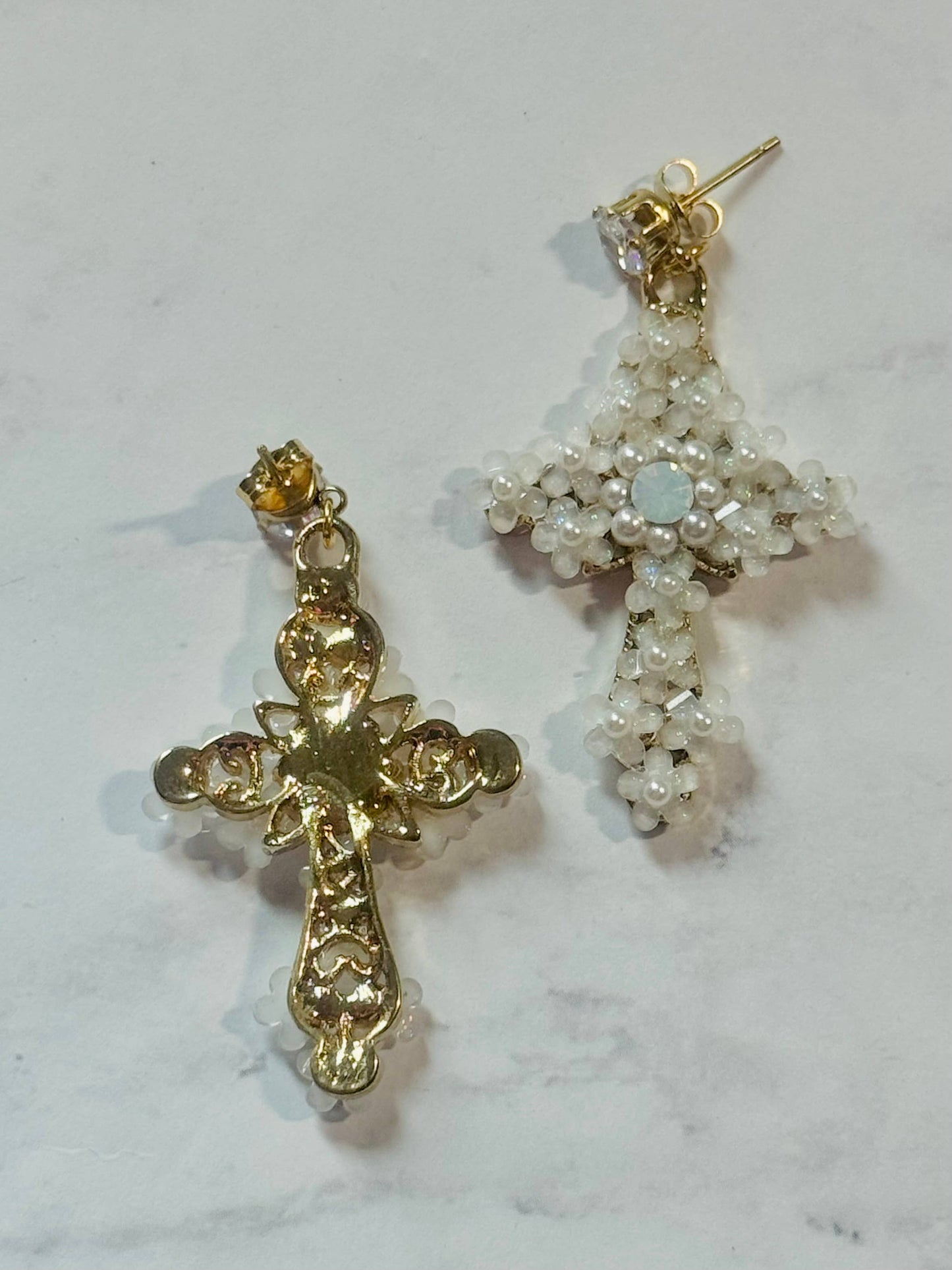 Opal Cross Earrings