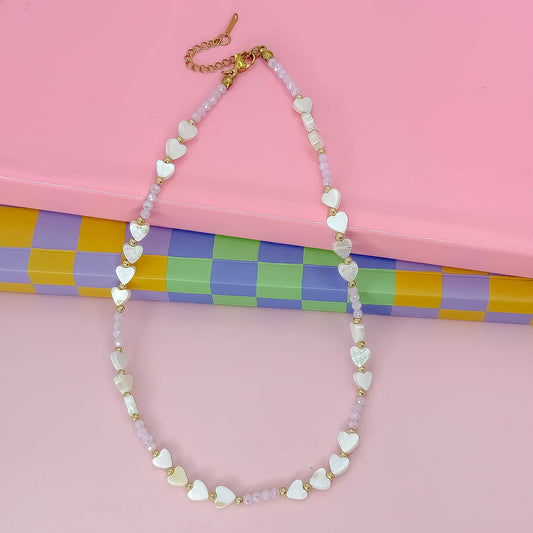 Candy Hearts Strand Necklace: Light Pink