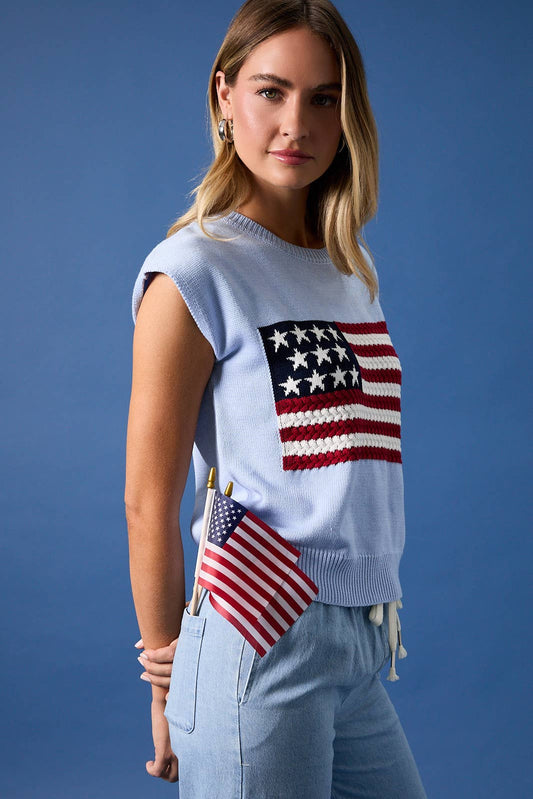 Light Blue Flag Sweater Tank