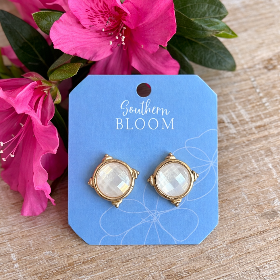 Southern Bloom Collection - Belle Stud Earrings Cream