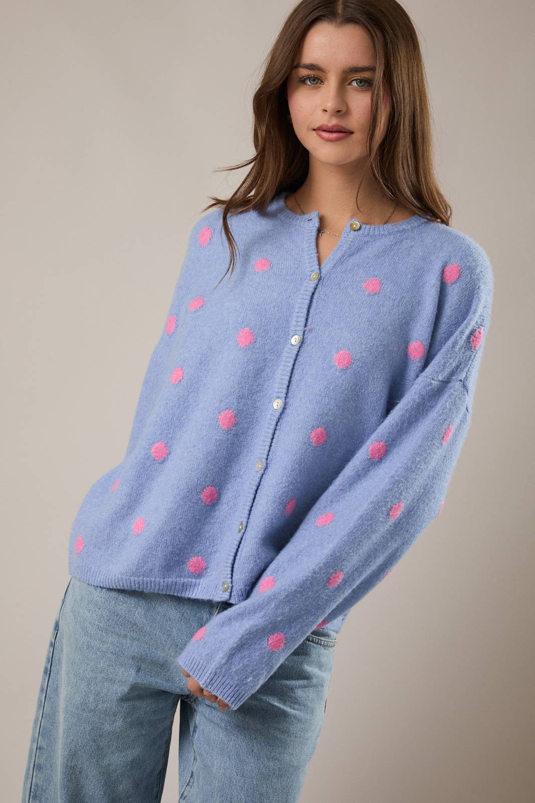 Long Sleeve Polka Dot Cardigan