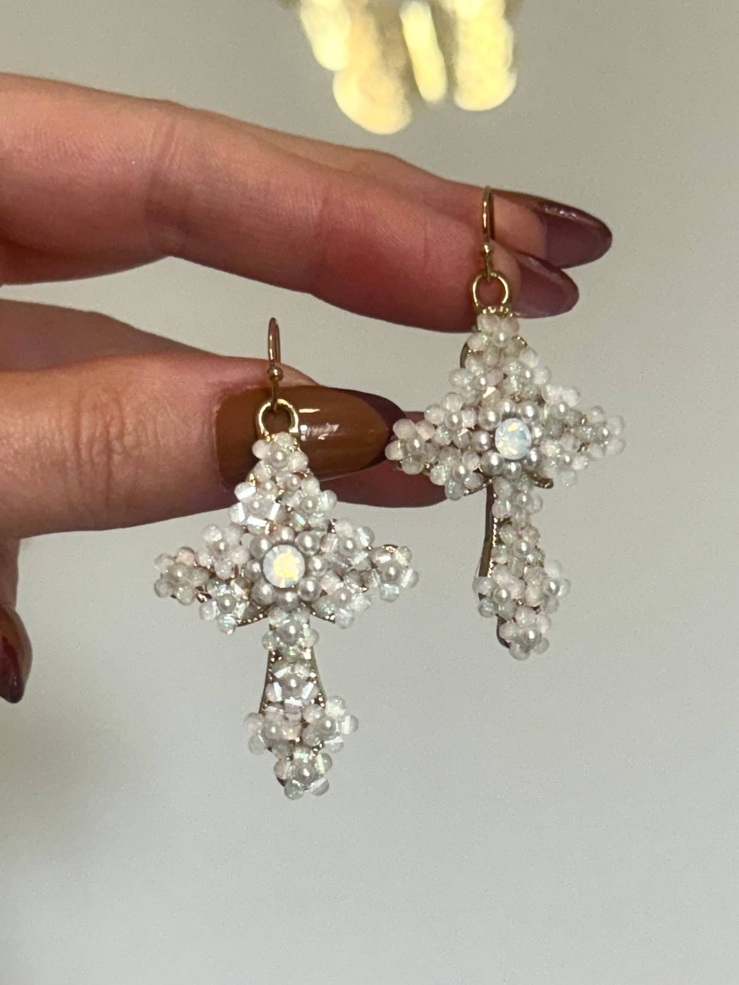 Opal Cross Earrings