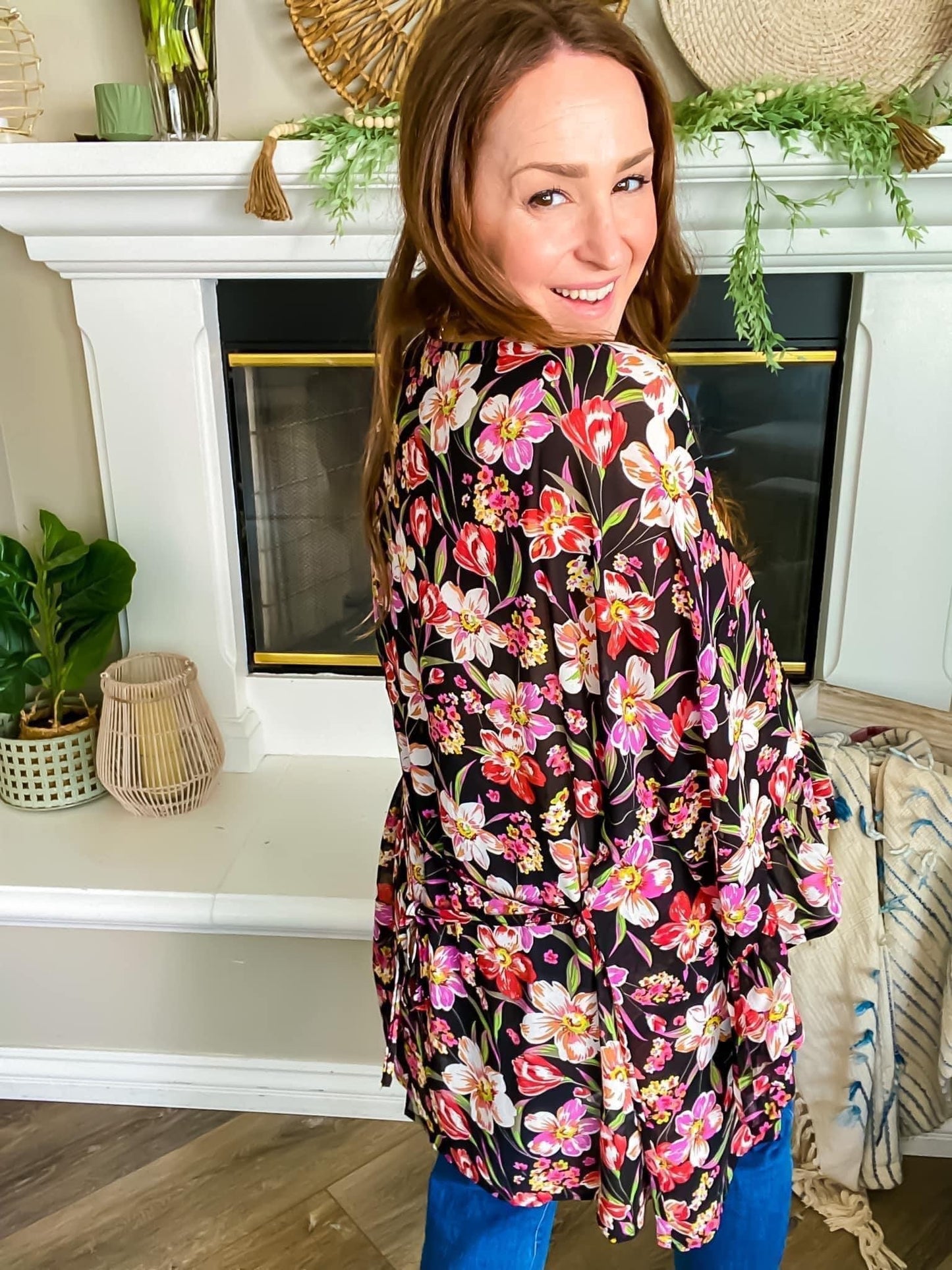 Sheer Floral Kimono