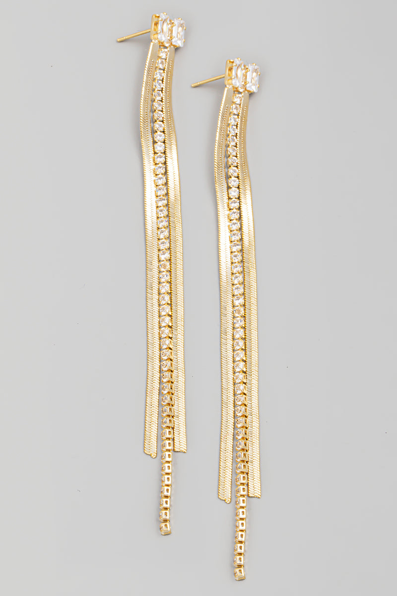 Snake Rhinestone Chain Fringe Earrings