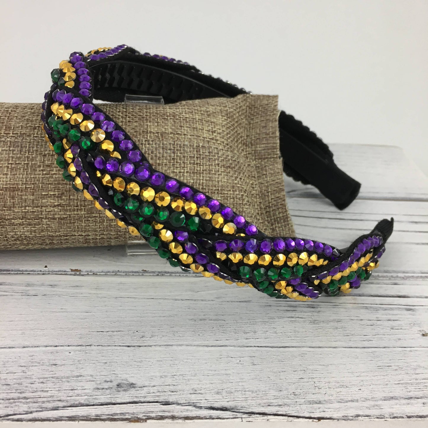 Mardi Gras Braided Rhinestone Headband