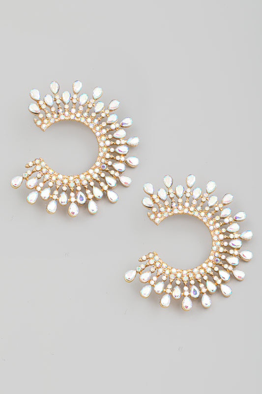 Pave Rhinestone Circle Post Earrings