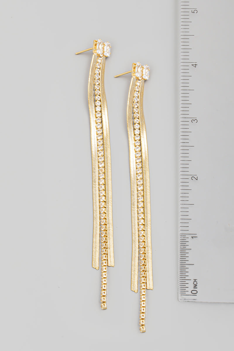 Snake Rhinestone Chain Fringe Earrings